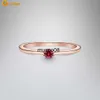 Полосы колец Volayer 925 Серебряные кольца стерлингов Red Solitaire Ring Original 925 Женские кольца Ngagement Ring