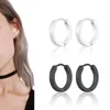 Hoop Earrings Punk Women Men Small Huggie Gold Color Black Classic Stainless Steel Round Smooth Circle Jewelry