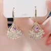 Stud Luxury Water Drop Flower Zircon Earrings for Women Amethyst Dangle Earring Valentines Day Gift Wedding Party Jewelry