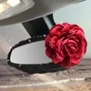 New Red Rose Flower Diamond Plush Interior Steering Wheel Covers Seatbelt Cover Gear Shifter Sets Car Accessories for Girls