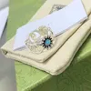 Naszyjnik bransoletki biżuterii 2023 Naszyjnik KMX. 925 turkusowy pierścień kwiatowy kwiat stokrotki pierścień