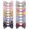 7*4 CM Colorful Flowers Pattern Bows Princess Hairpins Cute Print Bowknot Bangs Barrettes Sweet Kids Hair Accessories