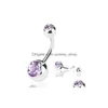 Navel Bell Button Rings 316L Chirurgisch Staal Crystal Rhinestone Belly Bar Ring Lichaam Sieraden Piercing 50 stks/partij Drop Levering Dhhte