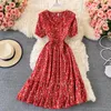 Casual Dresses Gentle Style Doll Neck Chiffon Dress with Broken Flowers 2023 Summer Fairy Super French Girl First Love