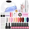 Sukienki Sheloloh kompletny zestaw lakieru do paznokci 10pcs żel lakier do paznokci Zestaw Manicure Zestaw podstawy Top Coat Półpółka hybrydowe gwoździe gelowe żel