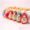 Porte-clés Colorf Mignon Sac Porte-clés Strass Animal Pingouin Pendentif Accessoires De Voiture Chaînes Ton Or Homard Fermoir Anneau Titulaire Drop Dhjsb