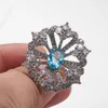 Pierścienie klastra luksus 925 srebrny pierścionek dla uroków z owalnym kształtem jasnoniebieski kolor kamień randki impreza
