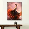 Mooie figuratieve canvas kunst heldere rode danser getextureerde olieverfschilderijen danser moderne kunstwerken kantoor muur decor hand geschilderd