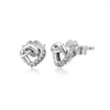 Stud Earrings Knotted Heart 925 Sterling Silver Jewelry For Woman Make Up Fashion Female Party