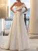 Elegant a-line bröllopsklänning 2023 en axel ren satin lång brud party klänningar brudklänningar strand vestido de noiva