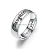 Band Rings Simple Women Men 6Mm Titanium Stainless Steel Letter For Mom Son Daughter Family Love Gifts Fashion Jewelry Drop Delivery Dhrzb