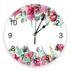 Horloges murales pivoine fleur 3d horloge Design moderne ferme décor cuisine Vintage PVC rond salon décoration