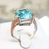 Bandringe Luxus kreierte Aquamarine Gemstone Ringe für Frauen Solid 925 Sterling Silber Hochzeit Engagement Fine Juwely Teil Neu J230602