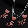 Catene Fashion Pink Cursive Letter Twist Rope Chain Collane per le donne Multistrato A-Z Iniziali Collana girocollo da tennis Gioielli hip-hop