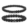 Beaded Men Natural Rock Stone Bracelet Energy Hematite Cylinder Black Lava Diffuser 6/8Mm Beads Bracelets For Women Yoga Strand Jewe Dhhnp