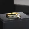 Pierścienie zespołowe klasyczne 1 kryształowy obrączka weselna dla kobiet cyrkonia złoto kolor zaręczynowy rocznica