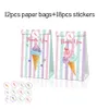 Geschenkpapier 12 Stück Set Sommer Süßes Eis Eis am Stiel Thema Party Papiertüten Pralinenschachtel Kuchen Geschenktüten Babyparty Geburtstag Gastgeschenke 230627