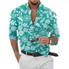 Mäns avslappnade skjortor Julstil Elements Men's 3D Printed Hawaiian Lapel Button Down Shirt Formell långärmad vår sommar