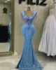 Maio de 2023 Ao ebi Crytal Mermaid baile dre dreded renda de renda de renda formal Party Segunda recepção Vestido de noivado de aniversário Dree Robe de Soiree ZJ344