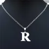 ペンダントネックレスステンレススチールネックレスnステンレス鋼を備えたペンダントO-Chain Alphabet Jewelry for Girls Boys J230601