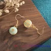 Dangle Boucles D'oreilles Vert Jade Donut Designer Vintage Bijoux Charme Charmes 925 Argent Pierre Réel Amulettes Jadéite Cadeaux Femmes Naturel