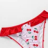 Maillots de bain pour enfants 3-10 ans enfant en bas âge imprimé cerise deux pièces fille maillot de bain de plage pour enfants P230602