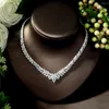 Ketting Oorbellen Set Mode Mooie Blad Zirconia Bruids Bruiloft Sieraden Voor Vrouwen Bruiden Avond Dansen Party Accessoires