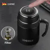 Bottiglie d'acqua 500 / 650ML Thermos Tazza da caffè Bottiglia termica digitale Isolata per vuoto Tazza da tè Manico per filtro Acciaio inossidabile Home Office 230601