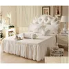 Set di biancheria da letto in cotone jacquard pizzo principessa letto set matrimonio regina king size lenzuola lenzuolo boho piumino er biancheria da letto goccia consegna hom dhpfh