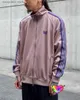 Men's Jackets 2023 Taupe Needles Track Jacket Men Women Knitted Purple Stripe Poly Smooth Needles Jackets Butterfly Sport Coat T230602