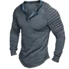 Men's T Shirts US Size Man Casual Sports Pleated Tees 2023 Summer And Autumn Cotton Blend Men's Tactical Patchwork Long Sleeved T-Shirts