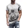Męskie koszule męskie moda retro sporty fitness na świeżym powietrzu 3D cyfrowy nadruk koszula z krótkim rękawem top bluzka