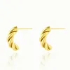 Boucles d'oreilles simples pour femmes, tendance française, Vintage, torsadé, acier titane, semi-circulaire, métallique personnalisé, 2023