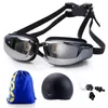 Gafas de natación recetadas para miopía, buceo profesional, gorra de silicona impermeable para hombres, bolsa para piscina, gafas de diodo P230601