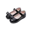 Flat Shoes 3 5 6 7 8 9 10 12 13 14 Years Fashion Bow Kids Princess For Little Girls Dress Patent Leather 2023 Children School