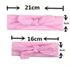 Parent-enfant couleur unie noué bandeau deux pièces ensemble mignon à la main oreilles de lapin élastique bandeau enfants cheveux accessoires