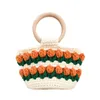 Abendtaschen 2023 Böhmische Handtaschen Wolle Handgewebte Blumentasche für Frauen Vintage Mode Holzgriff Kleine Damen Einkaufstasche