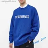 Men's Hoodies Sweatshirts Thick Fabric High Quality VTM Knitted Sweater Black Blue Crewneck Classic Print VETEMENTS Sweatshirts T230602
