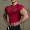 T-shirts pour hommes New Men Gym T-shirt Haute élasticité musculation fitness à séchage rapide à manches courtes sports pour hommes Casual tops tendance running T-shirt T230602