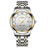 Relógios de pulso Relógios de pulso de quartzo para homens masculinos Sliver Steel Negócios Casual Relógio de luxo Pulseira de diamantes Relógio de pulso masculino Relógio masculino