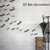 12 pièces noir attrayant 3D chauve-souris autocollant amovible autocollant mural haute qualité Halloween Festival autocollant bricolage décoration de la maison