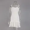 Basic Casual Dresses Soolasea Elegant Summer Women Spaghetti Strap White Dress Cotton Aline Ruffles Mini Strapless Female Party 230601