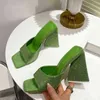 Slipper New Summer Crystal Треугольник Толстый каблук Сексуальная Уличная Женщина Квадрат ноги Dres Tware Shoes 220622