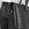 Briefcases 2023 Woven Laptop Bags Cow Genuine Leather Men's Briefcase Weave Male Handbags Messenger 14 Inch Computer Bag