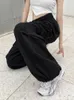Capris Houzhou Harajuku Parachute Y2K Streetwearワイドレッグバッグカーゴズボン