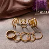 حلقات الفرقة Tobilo 8pcs/مجموعة Bohemian Hollow Cross Rings مجموعة للنساء Gold Color Open Coint Ring Party Gifts Jewts J230602