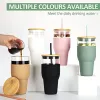 Copo de vidro de 32 onças com canudo e tampa Reutilizável Boba Smoothie Cup Copo de café gelado com manga de silicone Serve para porta-copos Garrafa de água de vidro BPA Free Atacado FY5733