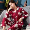 Vêtements de nuit pour femmes 100% coton pyjama pour femmes hiver solide rose Pijamas Feminino blanc chaud PJ mode pur pyjama Femme 230601