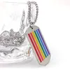 Top Ciondolo piastrina per cani arcobaleno Coppia Collana gay in acciaio inossidabile con bandiera arcobaleno Les Dogs Tag