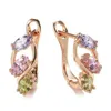 Stud ny modeskuren rosa lila ametist olivgrön peridot krokörhängen för kvinnor bröllop designer smycken